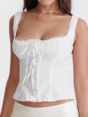 HOUSE OF CB Juana White Broderie Anglaise Top